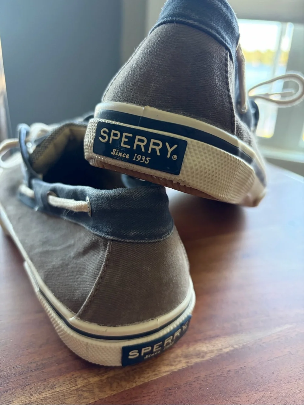 Sperry Men's Gray and Navy Canvas Boat Shoes